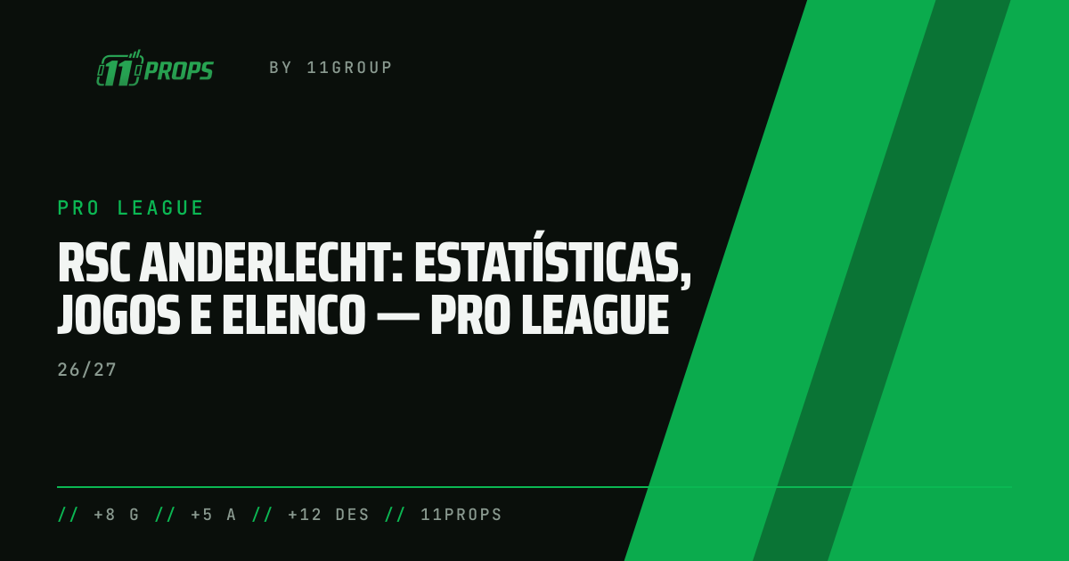RSC Anderlecht: estatísticas, jogos e elenco — Pro League · 11props